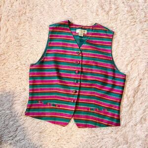 Doncaster Silk‎ Vintage Hipster Quirky Fairy Whimsical Festival Stripe Vest